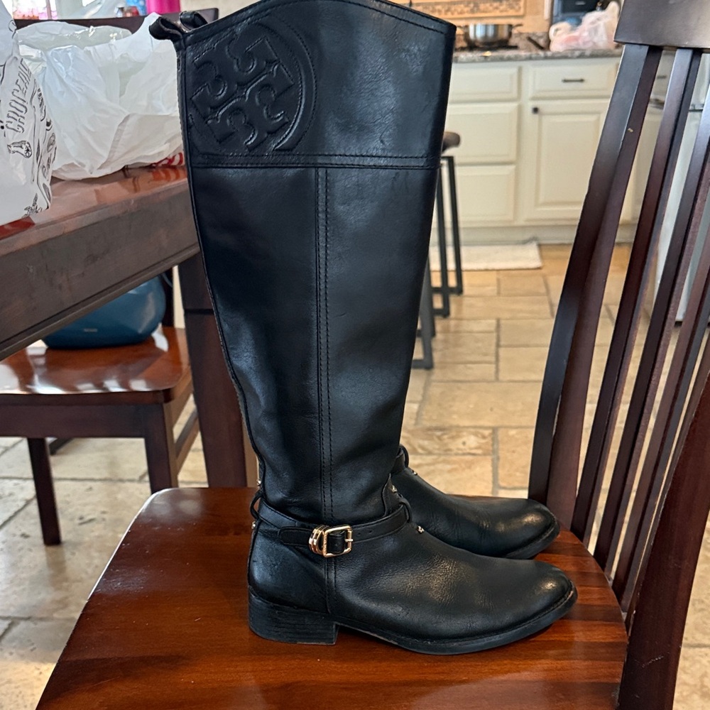 Tory Burch Black Leather Knee-High Boots size 6.5